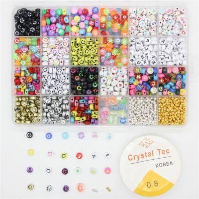 China Cute Smile Letter Beads For Phone Charms Kits Charms Czech Beads DIY Bead Bracelet Necklace For Jewelry Making Accessories for sale