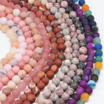 China Natural Matte Round Tiger Eye Amazonite Garnet Agates Angelite Quartz Lava Diy Bracelet Beads For Jewelry Making DIY Bracelet Accessories for sale