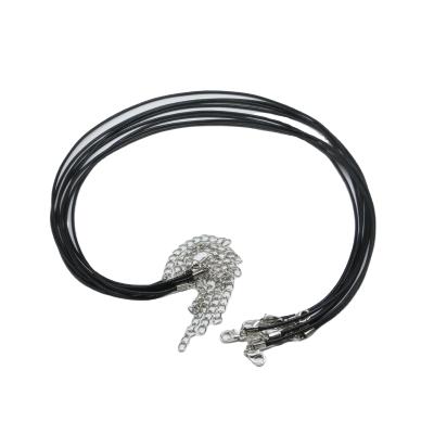 China 1.5mm CLASSIC 20inch (50cm) Black Waxed Rope Line with Supplement Chain Necklace Rope and Spring Lobster Loop for Diy Jewelry Accessories for sale