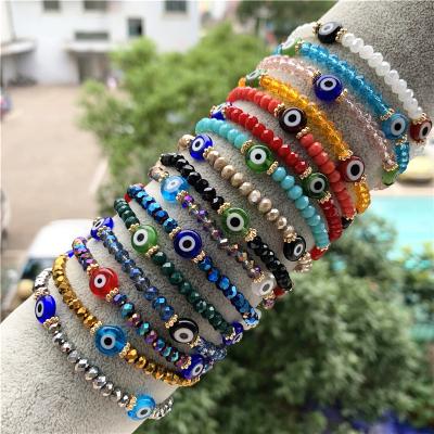 China Simplicity Fashion Simple Evil Eyes Glass Rondell Beads Bracelet For Women for sale