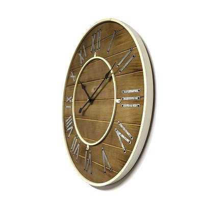 China 2021 Style Antique Home Decorative Wooden Wall Mounted Clocks Silent Wall Clocks No Battery For Gift for sale