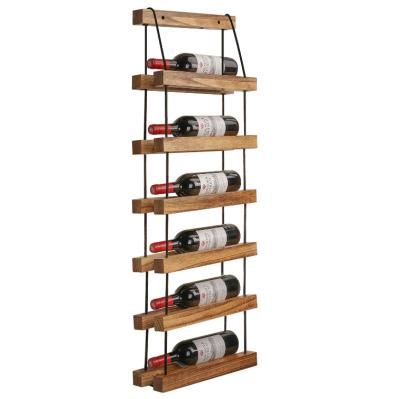 China Home Decor 6 Tier Red Wine Storage Rack Wooden Wine Rack Wall Mount Wine Elegant Home Wine Rack for sale