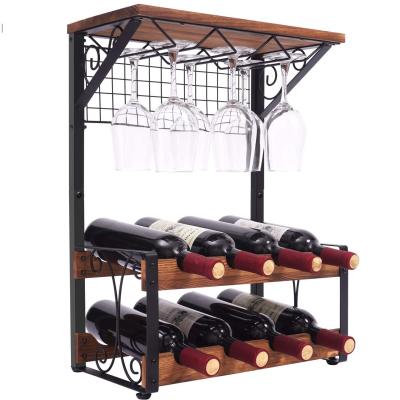 China Factory Supply Convertible Minghou Wine Rack Tabletop Display With Glass Rack for sale