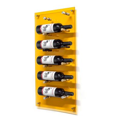 China Acrylic Colorful Wine Storage Shelf 5 Bottle Label Display Back Panel For Wall Wine Pegs for sale