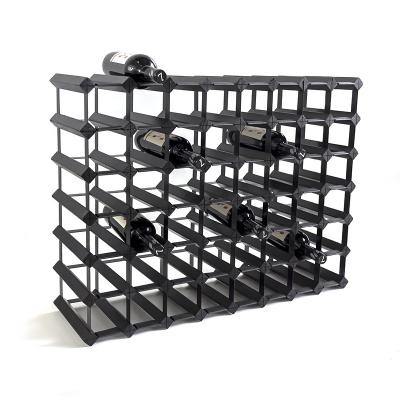 China Hot Sale Wooden Black Color Wall Mount Metal Cellar Racks 56 Bottles Wine Display Rack For Home for sale