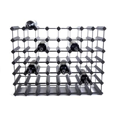 China Classic 56 Bottle Black Onxy Solid Wood Wood And Metal Wine Rack for sale