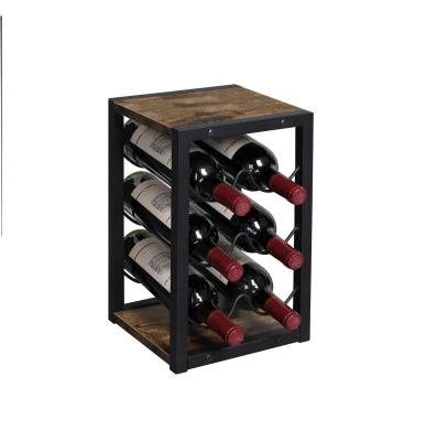 China 2021 other 6 bottles high quality wholesale wooden and metal wine racks for home or cellar for sale