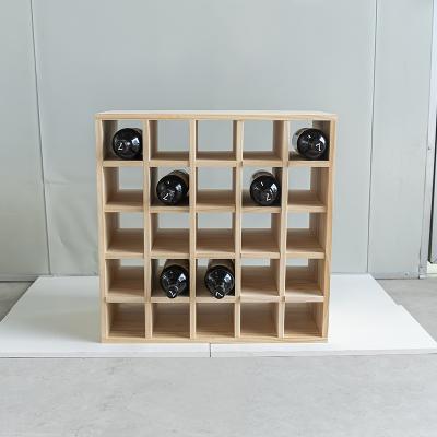 China Solid Wood 2021 Wholesale 25 Natural Wooden Bottle Display Racks Wine Rack Wine Racks for sale