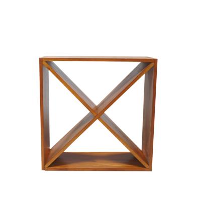 China Popular 24 Stackable Solid Wood Bottle Cross Brown Solid Wood Wine Cube Wine Rack for sale