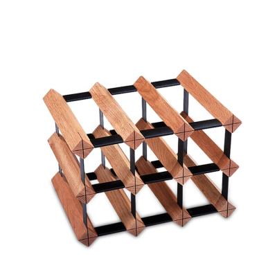 China Viable Success 9 Bottles Amazon Solid Wood Wine Rack For Wine Room Decor Storage Rack for sale