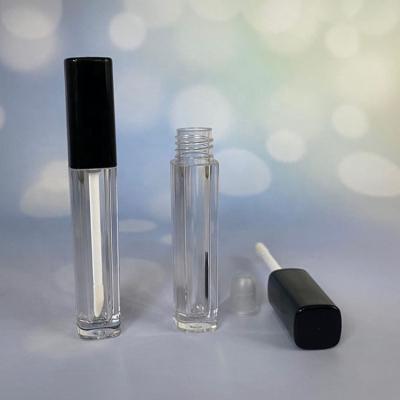 China Black Empty Glossy 2.3ml Plastic Cosmetics Lip Wand Tubes Cosmetics Containers Hot Stamping for sale