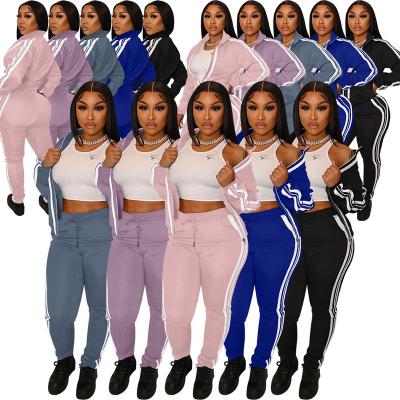 China Anti-pilling 2021 fashion women casual splicing sports suit two piece set women set Sweatsuit women set tracksuit for autumn and winter for sale