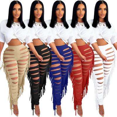 China Anti-pilling 2022 trend wholesale fashion solid color flower tassel sweatpants sexy burning home nightclub bottoms for sale