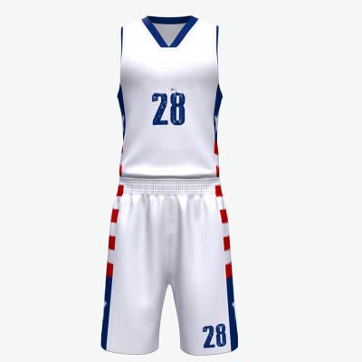 China Custom Wholesale Antibacterial Blue Basketball Uniform Boy Tank Top Team Uniforms 3d Sublimation Sport Casual Wear for sale