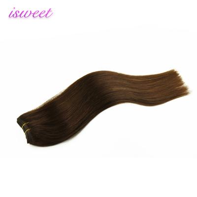 China Dark Brown Remy Hair Weave Pulled Silky Double Wave Straight Hair for sale