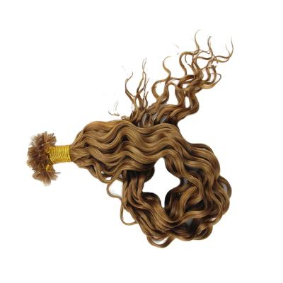 China Curly Flat Curl Tip Dirty Blonde Hair Extensions for sale