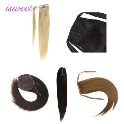 China Various Style Silky Straight Wave And Curly Drawstring Human Hair Ponytail Color Brazilian Blonde Virgin Remy Hair Extensions for sale