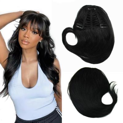 China Customized High Quality Brazilian Hair or Double Curly Drawn Weave Straight Brazilian Full Bangs Hair Bangs For Black Women for sale