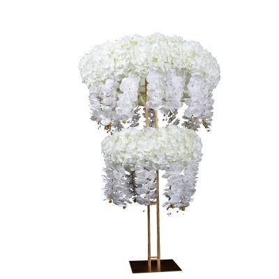 China Modern Hotel Party Home Events Wedding Table Decoration Gold Metal Butterfly Orchid Wisteria Flower Stand Wedding Centerpieces for sale