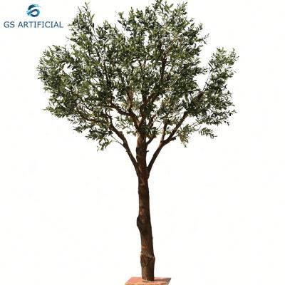 China Factory Wholesale Price Eco-friendly Indoor Decoration Green Leaves Branch Customization Wooden Fiberglass Artificial Olive Trees for sale