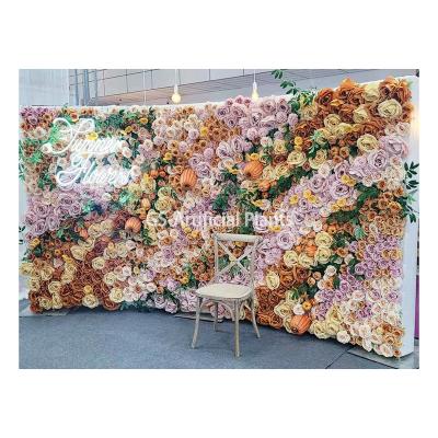 China Modern Event Pink Rose Silk Flower Centerpieces For Wedding Wall Decorative Backdrop Party Decoration Flowers Artificial Flower for sale