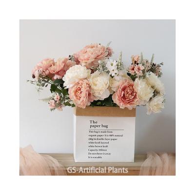 China New Product Modern Wedding Centerpiece White Wedding Peonies Artificial Silk Flower Bouquet Peony Hanging Flowers for sale