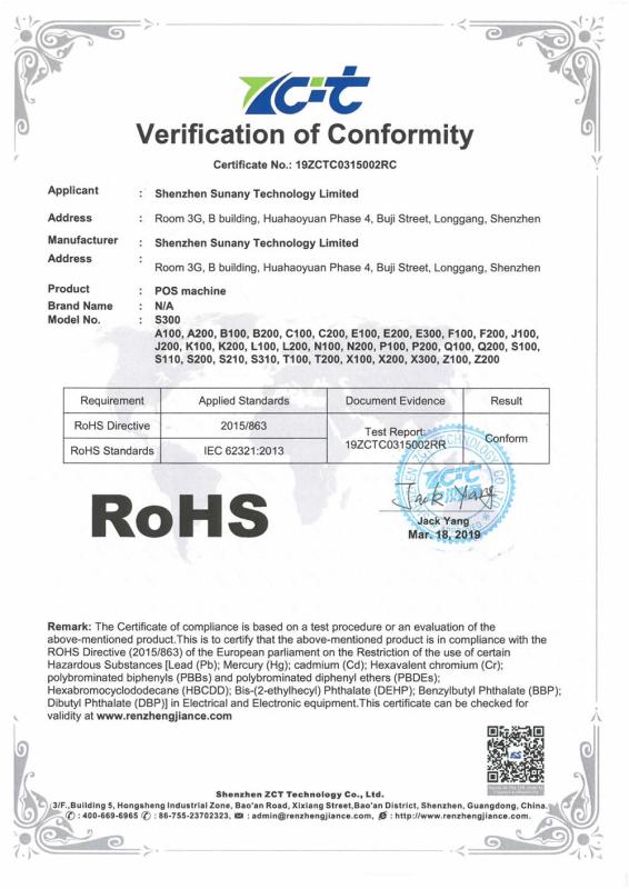 RoHS - Shenzhen Sunany Technology Limited