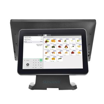 China POS System With NFC Scanner Screen Double All In One Point Of Sale For Restaurant Windows POS System With NFC Scanner for sale