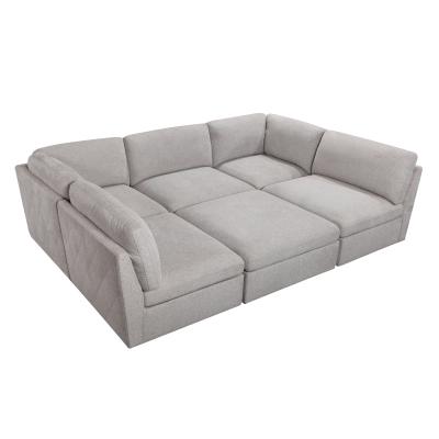 China Modern Sectional Modern 3 Seater Sofa Bed European Style Fabric +solid Wood Adjustable Sofa Furniture Living Room Plastic Legs (Waist) Level for sale