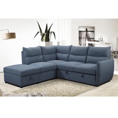 China European Foldable L Shape Sectional Sleeper Sofa With Chaise Lounge And Ottoman Sectional Lounge for sale