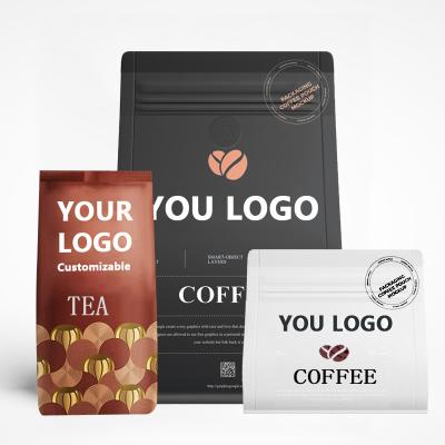 China Aseptic Custom Coffee Packaging Bags With Valve And Zipper Aluminum Foil Tea Bag For Coffee Beans Bag for sale