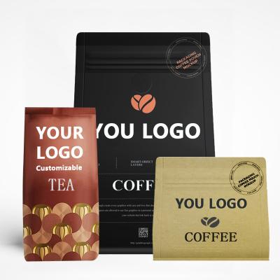 China Tin Tie Print Flat Bottom Paper Aseptic Coffee Bags Packaging Packaging With Valve Doypack Paper Coffee Tea Bags for sale