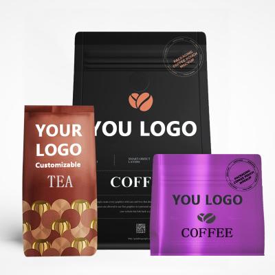 China Aseptic Heat Seal Aluminum Foil Zipper Lock Pouch Coffee Bag Sachet Packaging With Valve Wholesale Coffee Bags for sale