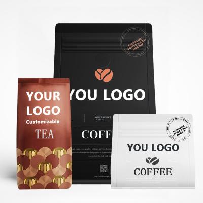 China 100gr Aseptic Coffee Bag Custom Printed Engraving Printing Coffee Stand Pouch Bag Flat Bottom Coffee Bag for sale