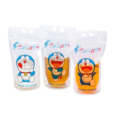 China Disposable Juice Plastic Bag Freezing Beverage Drinking Pouch Frosted Bag With Handle Soup Liquid Bag No Straw for sale