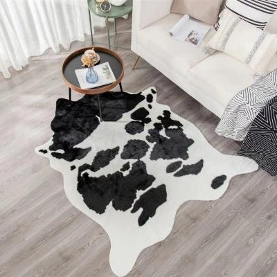 China JY Living Room Faux Rabbit Fur Rug Blanket Soft Fluffy Soft Fluffy Cowhide Printed Cowhide Blanket Printed Cowhide Blanket Living Room Faux Fur Blanket Animal Skin Rug for sale