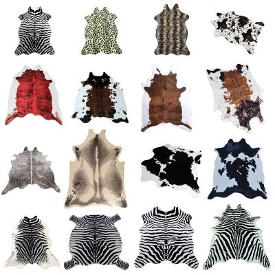 China JY Cow Printing Blanket Faux Fur Cowhide Area Rug Non-Slip Animals Mat Carpet For Home Office Living Room Bedroom for sale