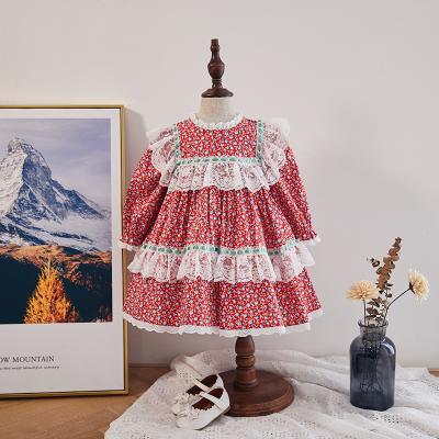 China Casual Kids Girl's Breathable Floral Print Children Clothing Spring Lace Dresses for sale