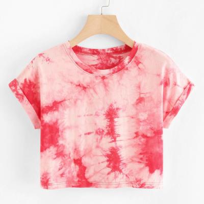 China Breathable Custom Clothing Kids Tee Summer Short Sleeve Tie Dye Girls Grow T-shirt for sale