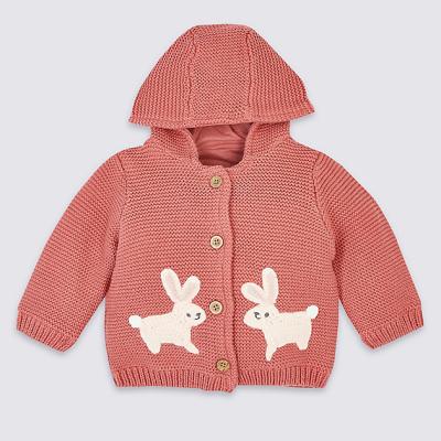 China Anti Shrink Cute Pattern Cotton Knitted Baby Cardigan Hoodie for sale