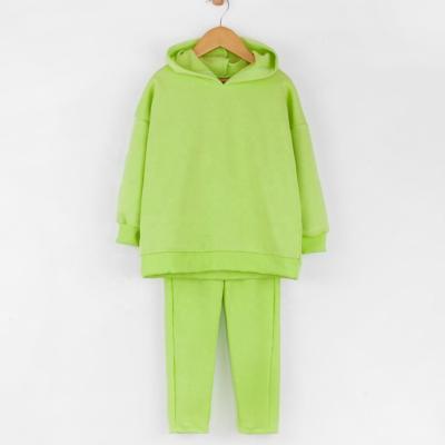 China Wholesale High Quality Boys Smart Casual Fluorescent Green Clothing Tracksuit Set Hoodie Children Wear for sale