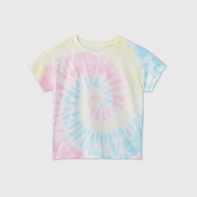 China Hot design viable wholesale tee fashion print children tie dye link dye boys girls short t-shirt for sale