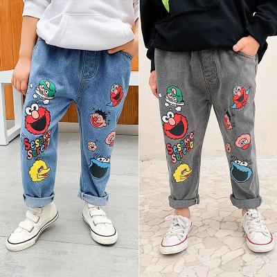 China OEM/ODM Factory Kids Cartoon Fashion Denim Pants Baby Jean Breathable Pants for sale