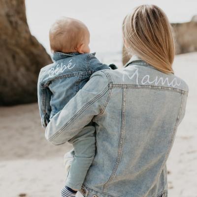 China Mommy Matching Viable Family Clothes Embroidered Denim Jacket and Mommy and Me Matching Baby Outfit Clothes for sale