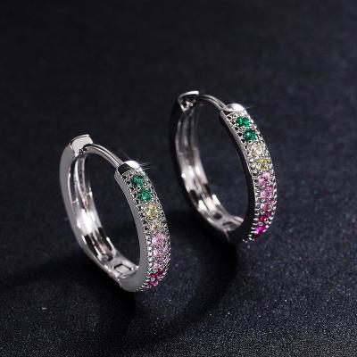 China Lead Free Nickel Free Trendy White Gold Plated Big Circle Colorful Cubic Zircon Earrings Colorful Micro Pave CZ Earring for sale