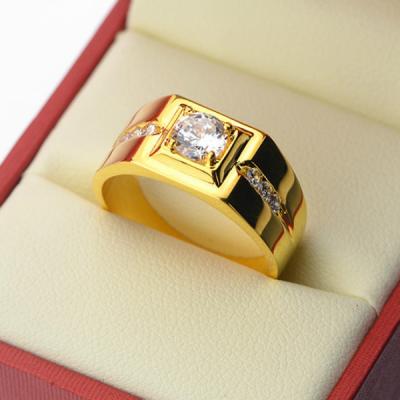 China 2022 European and American fashion 24K gold plated Ring Luxury Diamond Engagement Ring dominating men's for sale