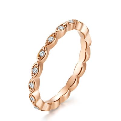 China Jewelry Lead Free Nickel Free 316 L Stainless Steel Diamond Finger Ring Fashion Rose Gold Plating Zircon Titanium Steel Wedding Rings for sale