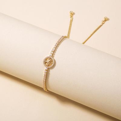 China FASHIONABLE Luxury 2022 18K Gold Plated Chain Bracelet Tree Of Life Adjustable Zircon Pendant Bracelets For Girls for sale