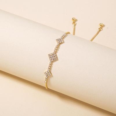 China 2022 FASHIONABLE Luxury 18K Gold Plated Simple Square Zircon Chain Bracelet Adjustable Bracelets For Girls for sale