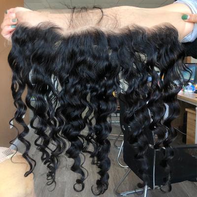 China 12A Grade Virgin Hair Hd Curly Natural Wavy Lace Closure Virgin Curl Frontal Cuticle Aligned Hair 13*4 13*6 Hd Lace Headband With Bundles for sale